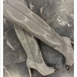 Gianni Bini Rhinestone Western Over the knee Boot WIDE CALF